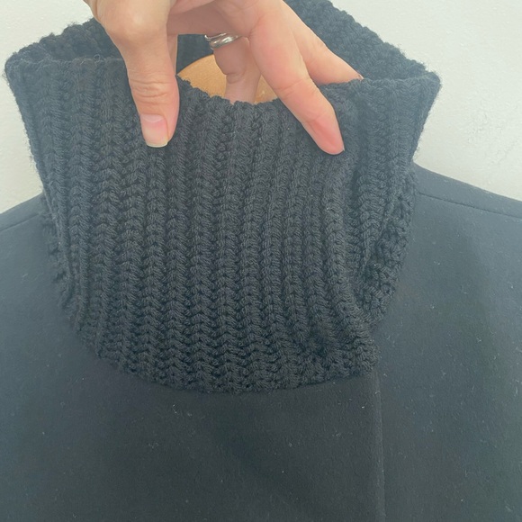 Theory Chunky rib knit virgin wool cashmere blend black coat size Large - Picture 6 of 11